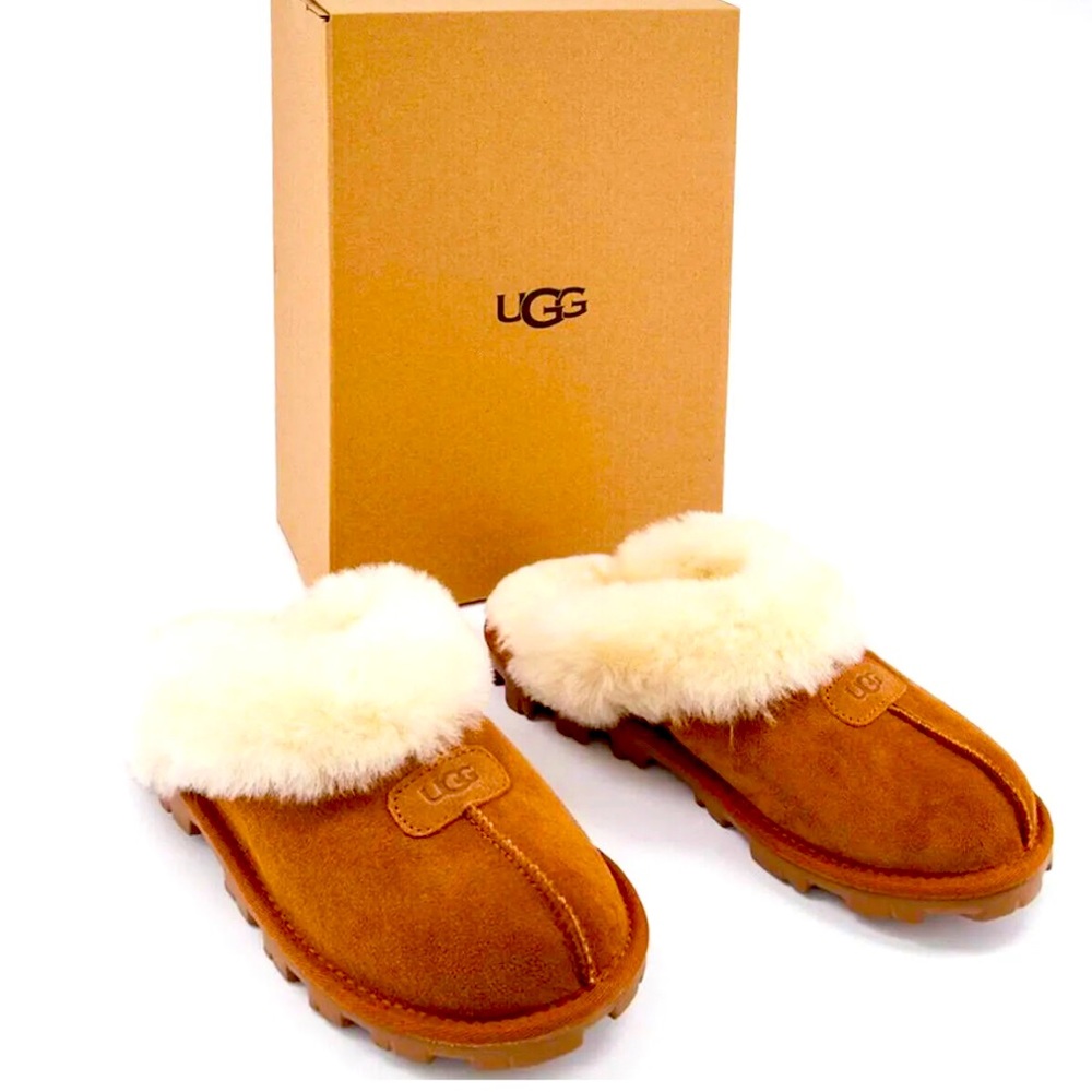 UGG Coquette Chestnut Suede Slippers size 8 new in box